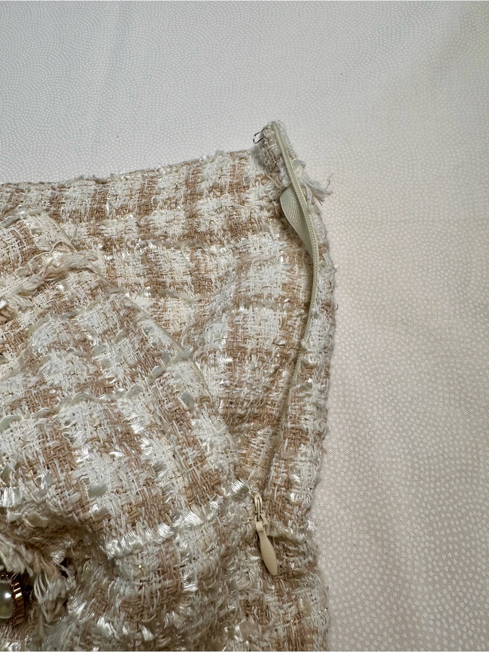 Blu Pepper Tweed Mini Skort Pearl Buttons Fringe Hem Size Small - Picture 7 of 11